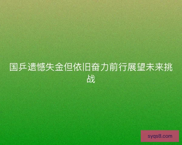 国乒遗憾失金但依旧奋力前行展望未来挑战
