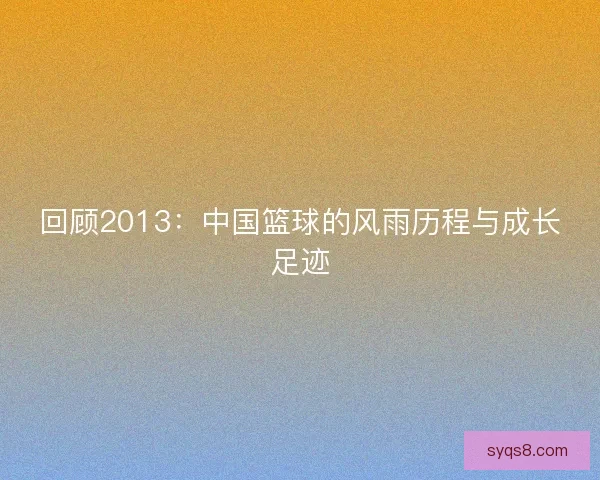回顾2013:中国篮球的风雨历程与成长足迹 回顾2013:中国篮球的风雨历程与成长足迹